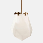 Briolette Pendant - Satin Bronze / Alabaster White Glass