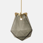 Briolette Pendant - Satin Brass / Smoked Gray Glass