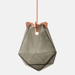 Briolette Pendant - Satin Copper / Smoked Gray Glass