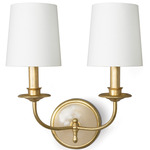 Fisher Double Wall Sconce - Gold Leaf / White