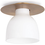 Mixer Semi Flush Ceiling Light - Natural Brass / White