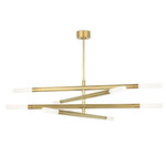 Wick Linear Chandelier - Natural Brass / Frosted