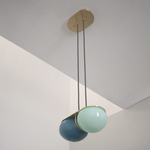 Twin 3.0 Pendant - Brushed Brass / Celadon / New Blue