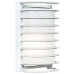 Bermuda Outdoor Bulkhead Wall Light - White / Frosted Glass
