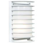 Bermuda Outdoor Bulkhead Wall Light - White / Frosted Glass