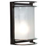 Nevis Outdoor Bulkhead Wall Light - Bronze / Frosted Glass