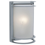 Nevis Outdoor Bulkhead Wall Light - Satin / Frosted Glass