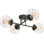 Jamie Semi Flush Ceiling Light - Black / Clear