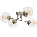 Jamie Semi Flush Ceiling Light - Satin Nickel / Clear