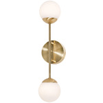 Pearl Double Wall Sconce - Satin Brass / White