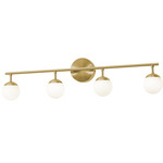 Pearl Bathroom Vanity Light - Satin Brass / White