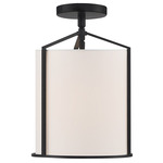 Carlyn Semi Flush Ceiling Light - Black / White