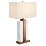 Catriona Table Lamp - White Marble / Antique Brass / Off White
