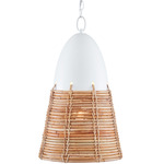 Arundo Pendant - Gesso White / Rattan