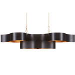 Grand Lotus Oval Chandelier - Gold Leaf / Satin Black