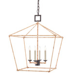 Denison Lantern Pendant - Black / Rattan