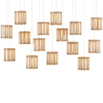 Daze Multi-Light Linear Pendant - Antique Brass / Opal