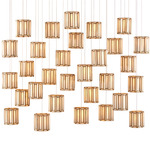 Daze Multi-Light Linear Pendant - Antique Brass / Opal