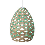 Tui Pendant - Bamboo Exterior / Aqua Interior