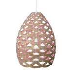 Tui Pendant - Bamboo Exterior / Pink Interior