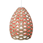 Tui Pendant - Bamboo Exterior / Red Interior