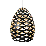 Tui Pendant - Black Exterior / Bamboo Interior