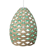 Tui Pendant - Bamboo Exterior / Aqua Interior