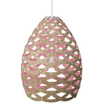 Tui Pendant - Bamboo Exterior / Pink Interior