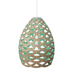 Tui Pendant - Bamboo Exterior / Aqua Interior