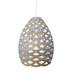 Tui Pendant - Bamboo Exterior / Blue Interior