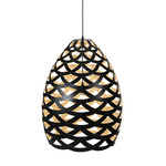 Tui Pendant - Black Exterior / Bamboo Interior