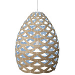 Tui Pendant - Bamboo Exterior / Blue Interior