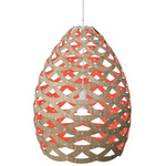 Tui Pendant - Bamboo Exterior / Red Interior