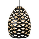 Tui Pendant - Black Exterior / Bamboo Interior