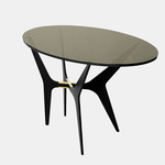 Dean Oval Side Table - Blackened Steel & Satin Brass / Bronzed Glass