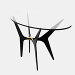 Dean Oval Side Table - Blackened Steel & Satin Brass / Clear Glass