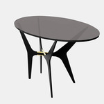 Dean Oval Side Table - Blackened Steel & Satin Brass / Smoked Glass