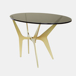 Dean Oval Side Table - Satin Brass / Bronzed Glass