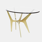 Dean Oval Side Table - Satin Brass / Clear Glass