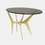 Dean Oval Side Table - Satin Brass / Smoked Glass