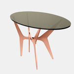 Dean Oval Side Table - Satin Copper / Bronzed Glass