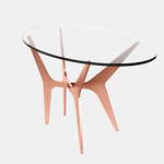 Dean Oval Side Table - Satin Copper / Clear Glass