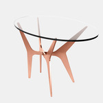 Dean Oval Side Table - Satin Copper / Clear Glass