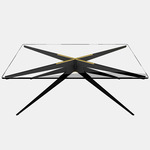 Dean Rectangular Coffee Table - Blackened Steel & Satin Brass / Clear Glass