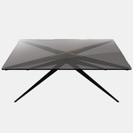 Dean Rectangular Coffee Table - Blackened Steel & Satin Brass / Smoked Glass