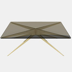 Dean Rectangular Coffee Table - Satin Brass / Bronzed Glass