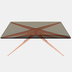 Dean Rectangular Coffee Table - Satin Copper / Bronzed Glass