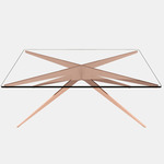 Dean Rectangular Coffee Table - Satin Copper / Clear Glass
