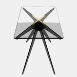 Dean Rectangular Side Table - Blackened Steel & Satin Brass / Clear Glass