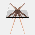 Dean Rectangular Side Table - Satin Copper / Clear Glass